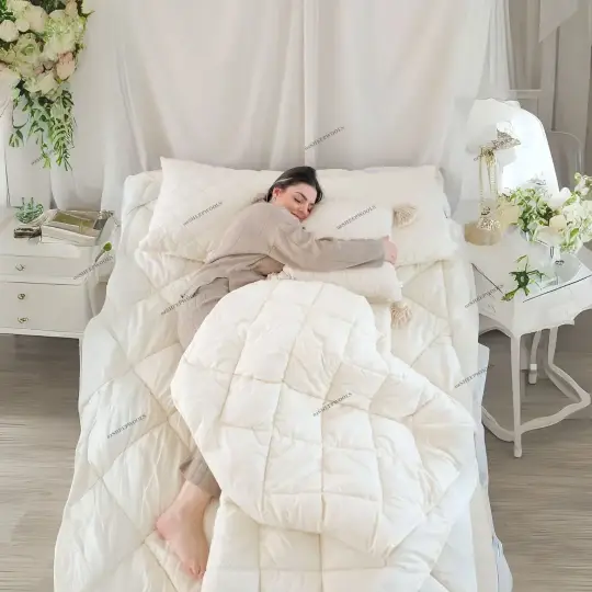 Yün Uyku Seti – Yorgan + Yatak Pedi + Yastık (Tam Set Konfor) %100 Doğal Merinos Yünü  (lütfen açıklamayı okuyun) - 12